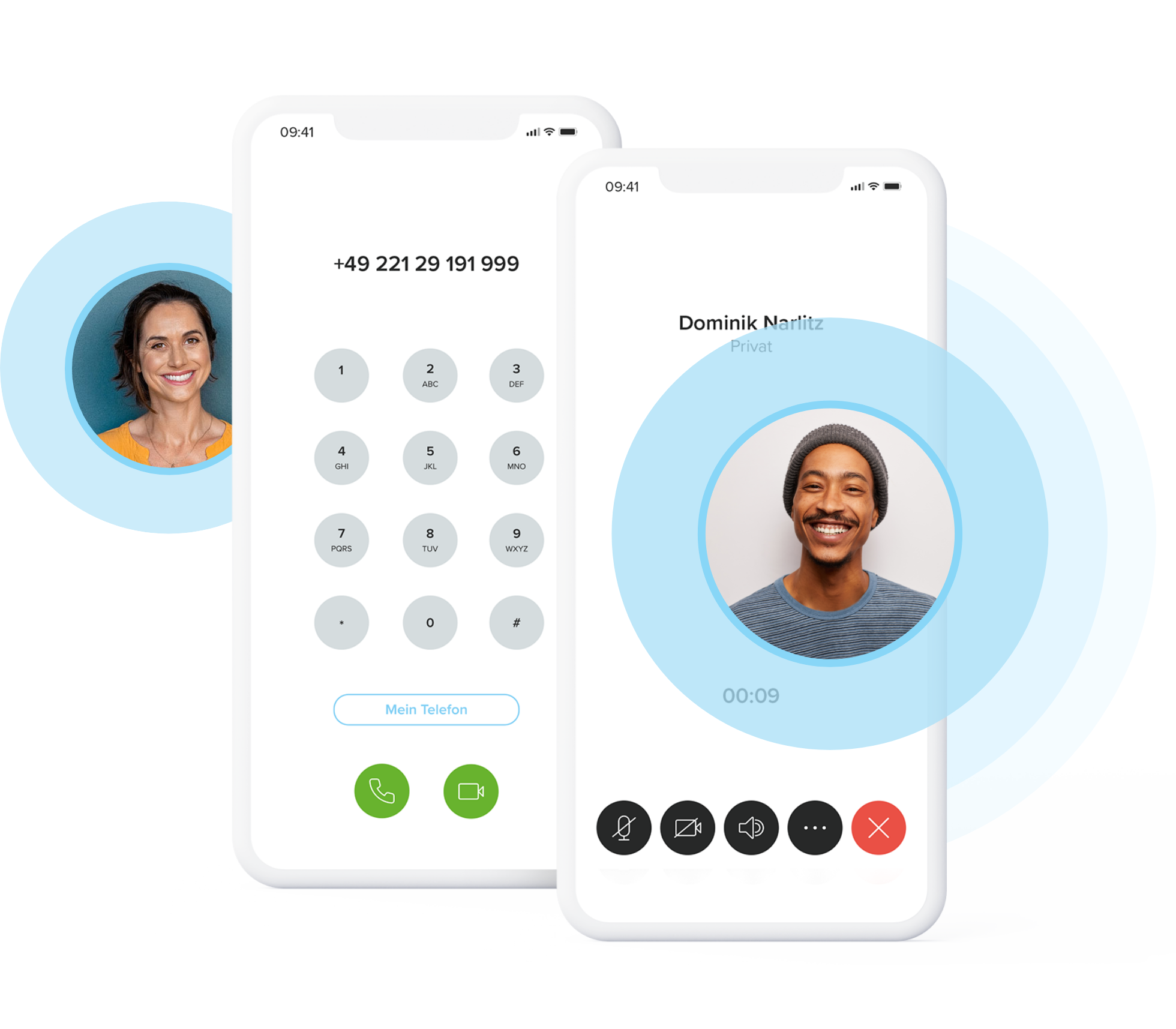 Placetel mobile Telefonie auf zwei Smartphones